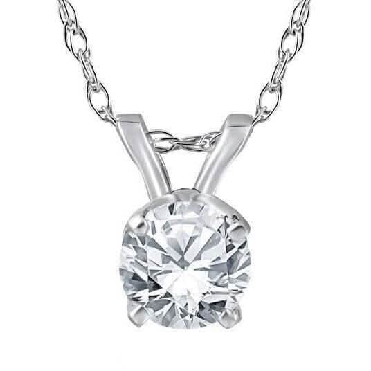 3/4Ct Round Cut Diamond Solitaire Pendant 14K White Gold by DailySale