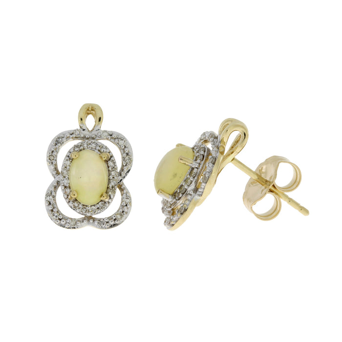 .17ct Opal Diamond Earrings 14KT Yellow Gold by Bids.com
