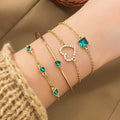 4pcs Rhinestone Alloy Bracelet Set – Minimalist Heart & Square Design by DailySale