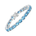 35.20 Ct Oval Swiss Blue Topaz Prong Sterling Silver Tennis Bracelet by Fine Color Jewels