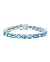 35.20 Ct Oval Swiss Blue Topaz Prong Sterling Silver Tennis Bracelet