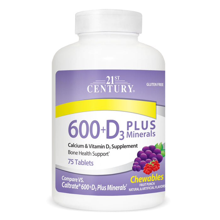 21st Century Calcium 600 Mg +D Plus Minerals Chewable Tablets Fruit Punch by Pasteur Pharmacy