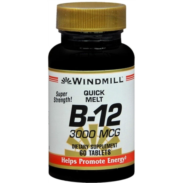 Windmill® Vitamin B-12 3000 mcg – High Potency Quick Melt Tablets by Pasteur Pharmacy