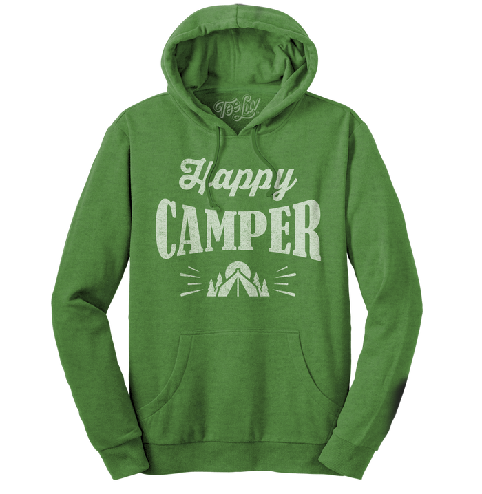 Happy Camper Hooded Sweatshirt - Green by Tee Luv