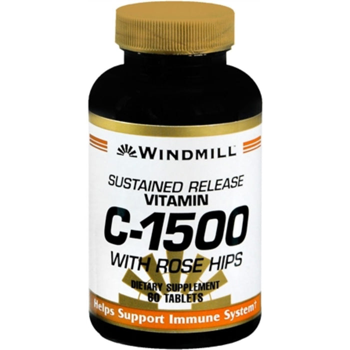 Windmill Vitamin C-1500 Mg Rose Hips Sustained Release 60 Tablets by Pasteur Pharmacy