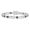 Genuine Garnet Silver Link Infinity Heart Bracelet