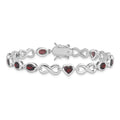 Genuine Garnet Silver Link Infinity Heart Bracelet by Fine Color Jewels