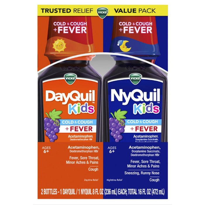 Vicks DayQuil Kids & NyQuil Kids Cold & Cough + Fever Twin Pack by Pasteur Pharmacy