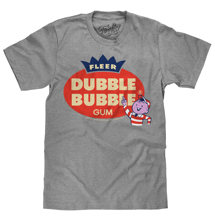 Fleer Dubble Bubble Gum T-Shirt - Athletic Gray Heather by Tee Luv