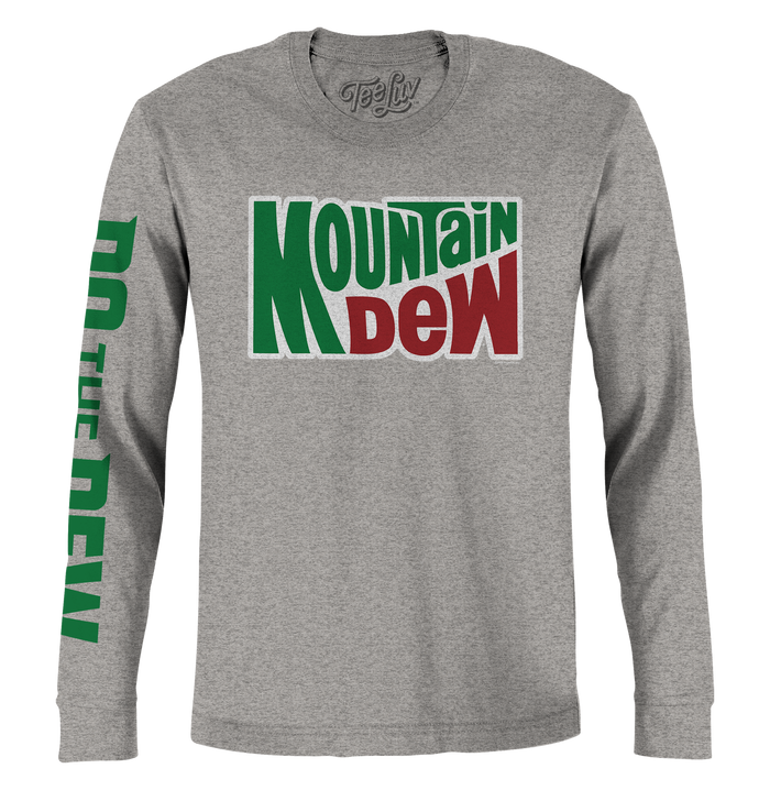 Mountain Dew Do The Dew Sleeve Print Long Sleeve T-Shirt - Gray by Tee Luv