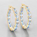 14k Gold Plated Blue Topaz Hoop Earrings by Fine Color Jewels