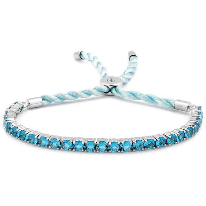 3.55 CTTW Created Aquamarine Cord Adjustable Bracelet by DailySale