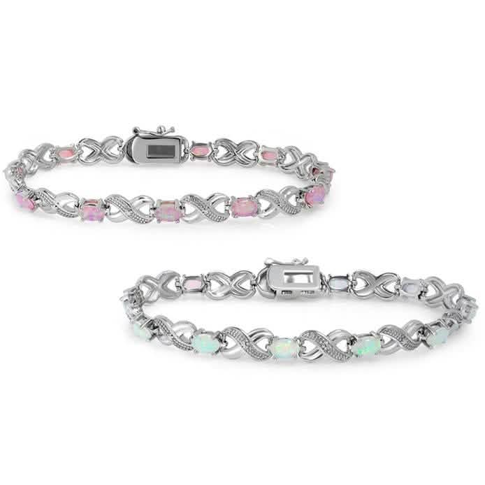 3.55 CTW Genuine Opal "X's and O's" Opal Bracelet By MUIBLU Gems by DailySale