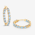 14k Gold Plated Blue Topaz Hoop Earrings by Fine Color Jewels