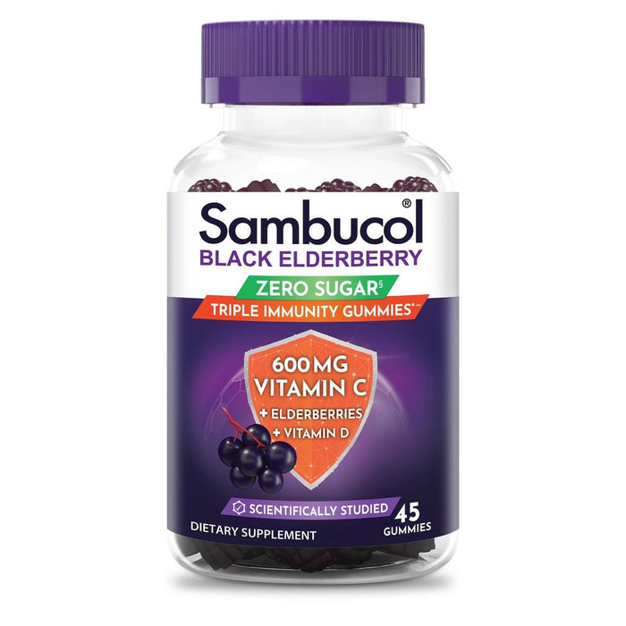 Sambucol® Black Elderberry Sugar Free Triple Immunity – Vegan Gummies (45ct) by Pasteur Pharmacy