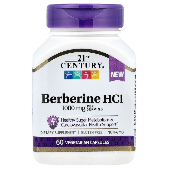 21st Century Berberine HCI, 60 Vegetarian Capsules (500 Mg Per Capsule) by Pasteur Pharmacy