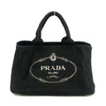 Prada Black Canvas Canapa Logo Tote Bag Medium #3576 by Bolt Boutique