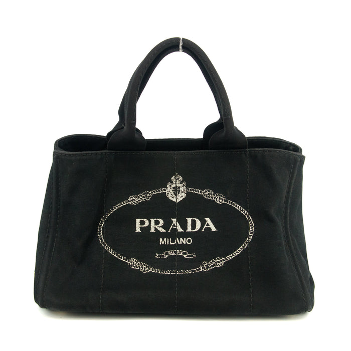 Prada Black Canvas Canapa Logo Tote Bag Medium #3576 by Bolt Boutique