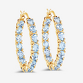14k Gold Plated Blue Topaz Hoop Earrings by Fine Color Jewels