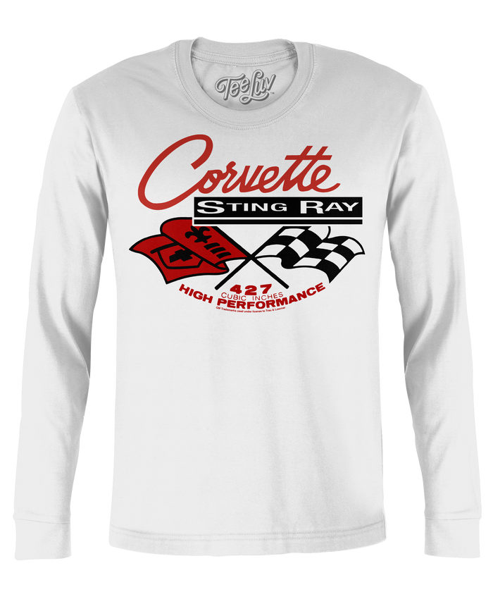 Corvette Stingray Long Sleeve T-Shirt - White by Tee Luv