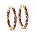 Sterling Silver Garnet Hoop Earrings by Fine Color Jewels