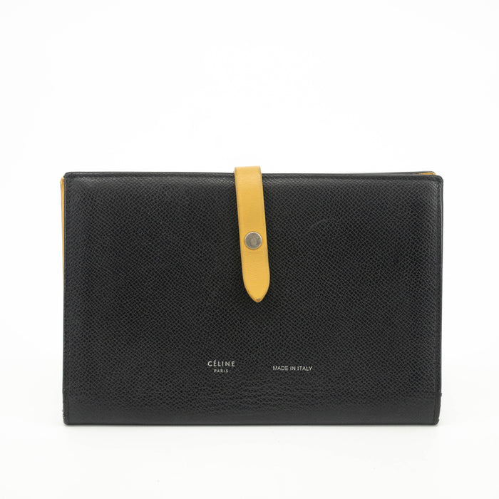 Celine Medium Leather Colorblock Pattern Multifunction Wallet Black #3594 by Bolt Boutique