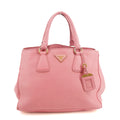 Prada Vitello Daino Leather Bauletto Pink Tote Bag #3596 by Bolt Boutique
