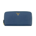 Prada Blue Saffiano Leather Zip Around Wallet #3599 by Bolt Boutique