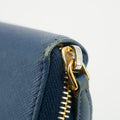 Prada Blue Saffiano Leather Zip Around Wallet #3599 by Bolt Boutique