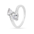 1.10 Ct Trillon Cut Light Blue Aquamarine V-Prong Rhodium Over Silver Dual Stone Bypass Ring by Fine Color Jewels