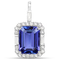 9.02 Carat Genuine Tanzanite and White Diamond 18K White Gold Pendant by Bids.com