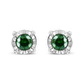 Sterling Silver Rose Cut Treated Green Diamond Solitaire Stud Earrings (0.25 cttw, Green Color, I2-I3 Clarity) by Bids.com