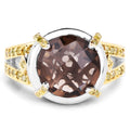 3.28 Carat Genuine Smoky Quartz and Yellow Diamond .925 Sterling Silver Ring by Bids.com