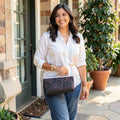 INC International Concepts Carolyn Cake Glitter Clutch Bag, Charcoal by Vanessa Jane