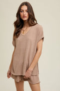 Ribbed Knit Shorts - Mocha by Boutique 23
