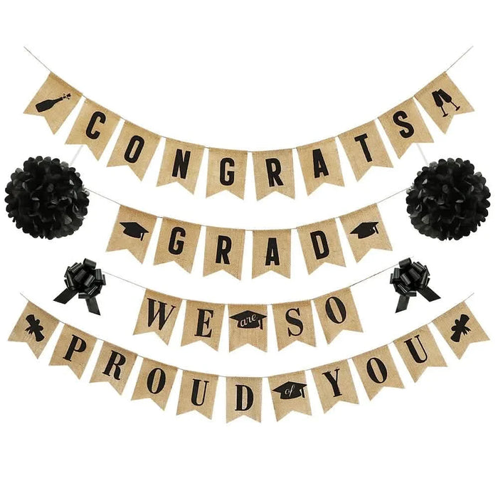 36-Pieces: Burlap "Congrats Grads"+ Burlap "We Are So Proud of You" by DailySale