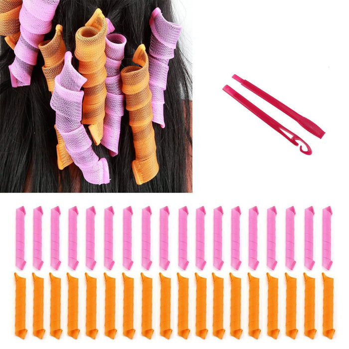 36-Pieces: Elastic DIY Magic Hair Curlers Rollers Curlformers Spiral Ringlet by DailySale