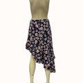 Lulus Boundless Beauty Black Floral Print Asymmetrical Midi Skirt, Size Medium by Vanessa Jane
