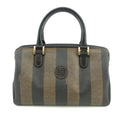 Fendi Pecan Pattern PVC x Leather Mini Boston Bag Black #3603 by Bolt Boutique