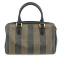 Fendi Pecan Pattern PVC x Leather Mini Boston Bag Black #3603 by Bolt Boutique