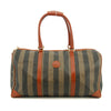 Fendi Pecan Pattern PVC x Leather Boston Bag Brown #3604