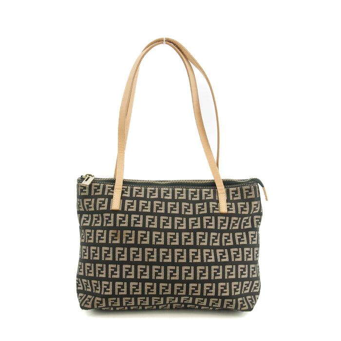 Fendi FF Zucchino Black Canvas Shoulder Bag #3606 by Bolt Boutique