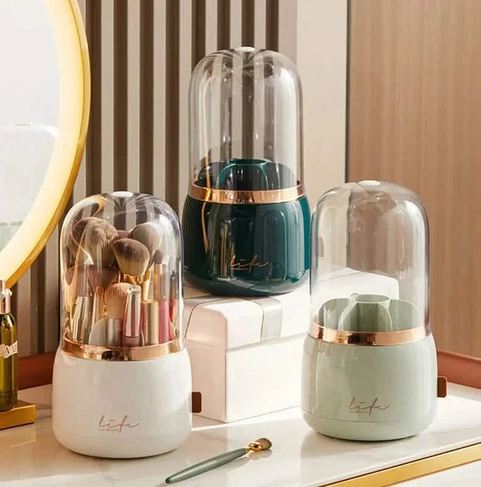 360¬∞ Rotating Makeup Brush Holder with Lid Makeup Organizer by DailySale