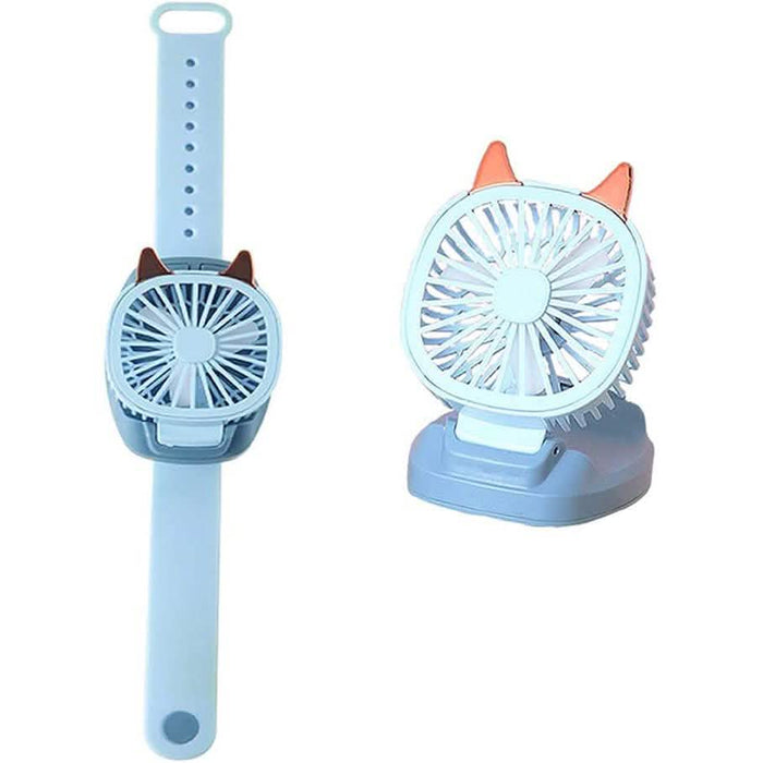 360¬∞Rotation Kids Portable Wrist Strap Mini Watch Hand Held Fan Cat Design by DailySale