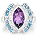 3.06 Carat Genuine Amethyst and London Blue Topaz .925 Sterling Silver Ring by Bids.com
