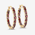 Sterling Silver Garnet Hoop Earrings by Fine Color Jewels