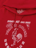Sriracha Hot Chili Sauce Rooster Logo Hooded Sweatshirt - Red by Tee Luv