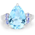 6.86 Carat Genuine Swiss Blue Topaz, Tanzanite & White Topaz .925 Sterling Silver Ring by Bids.com