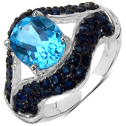 5.02 Carat Genuine Blue Topaz & Blue Sapphire .925 Sterling Silver Ring by Bids.com