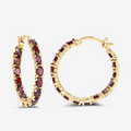 Sterling Silver Garnet Hoop Earrings by Fine Color Jewels